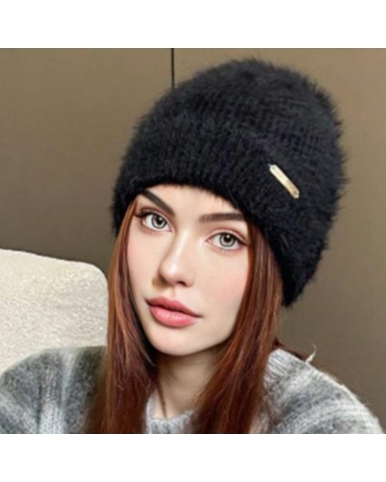 Cappello donna berretto invernale  cammello nero