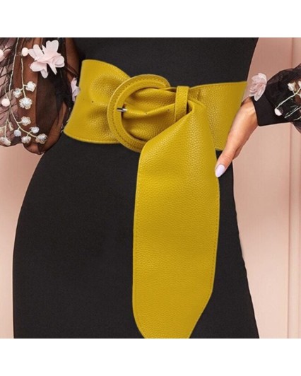 Cintura donna in ecopelle giallo ocra a fascia larga