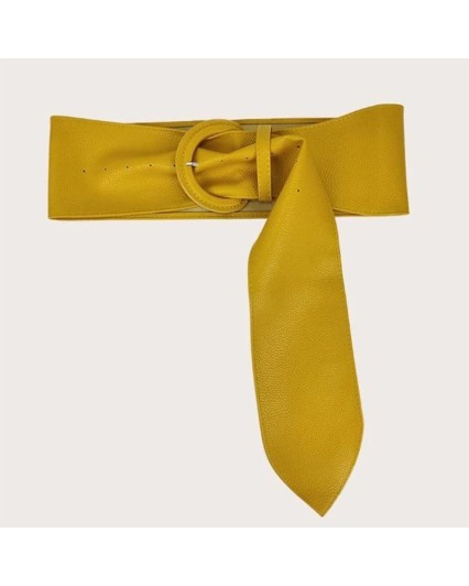 Cintura donna in ecopelle giallo ocra a fascia larga