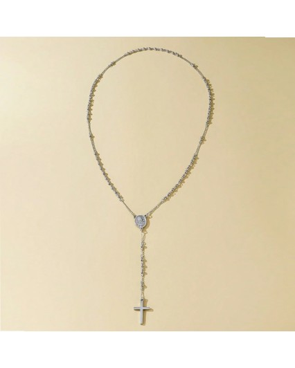 Collana rosario in acciaio inox unisex