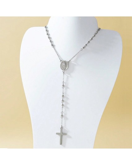 Collana rosario in acciaio inox unisex