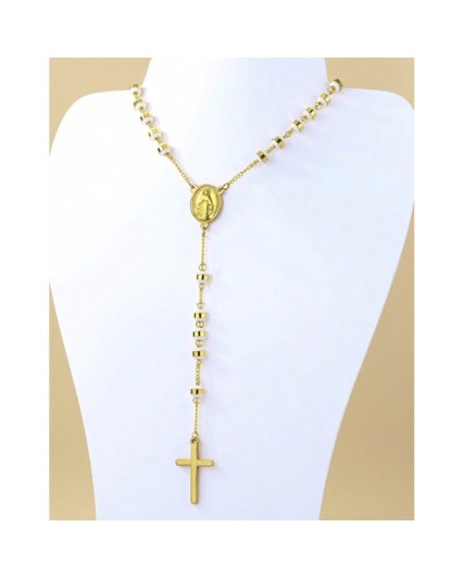 Collana rosario in acciaio inox gold unisex