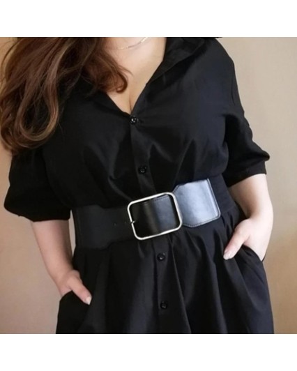 Cintura donna larga elastica beige nero