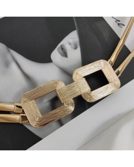 Cintura donna elastica in metallo oro con fibbia quadrata
