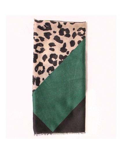 Pashmina da donna verde nera fantasia animalier