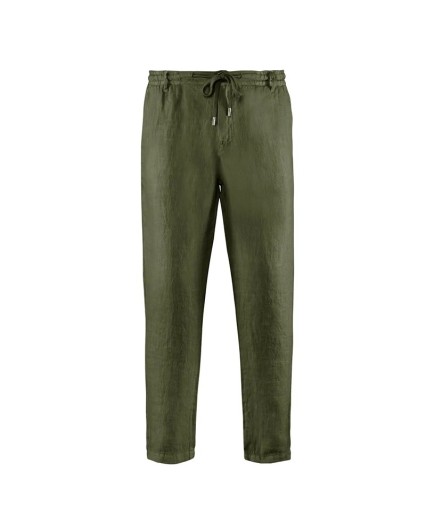 Pantaloni Bomboogie PMGANG TLCC uomo lino comfy fit verde militare