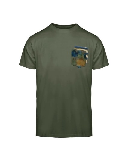 T-shirt Bomboogie TM8551 TJSG4 uomo maglia maglietta girocollo doppio taschino verde