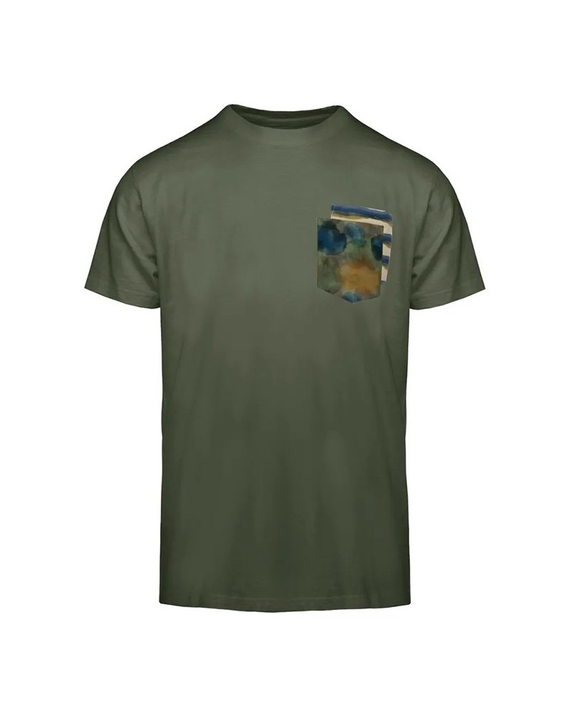 T-shirt Bomboogie TM8551 TJSG4 uomo maglia maglietta girocollo doppio taschino verde