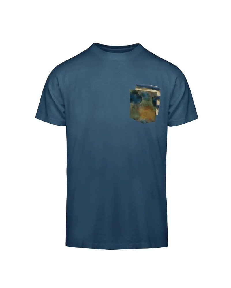 T-shirt Bomboogie TM8551 TJSG4 uomo maglia maglietta girocollo doppio taschino blu