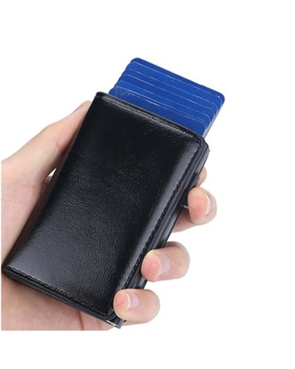 Portacard uomo nero ecopelle RFID antitaccheggio
