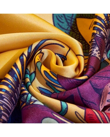 Foulard donna giallo fantasia floreale colorata quadrato