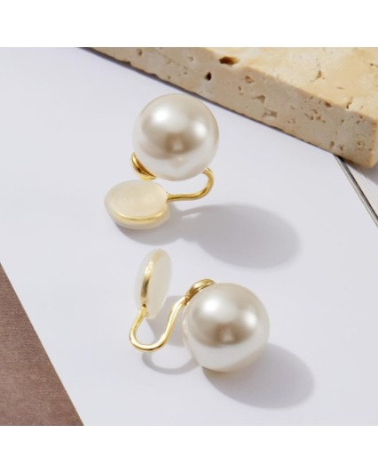 Orecchini Clip-on con perla  (senza buco)