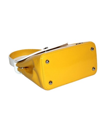 Borsa Hoy Collection giallo bianco con tracolla borsetta a mano donna lucida