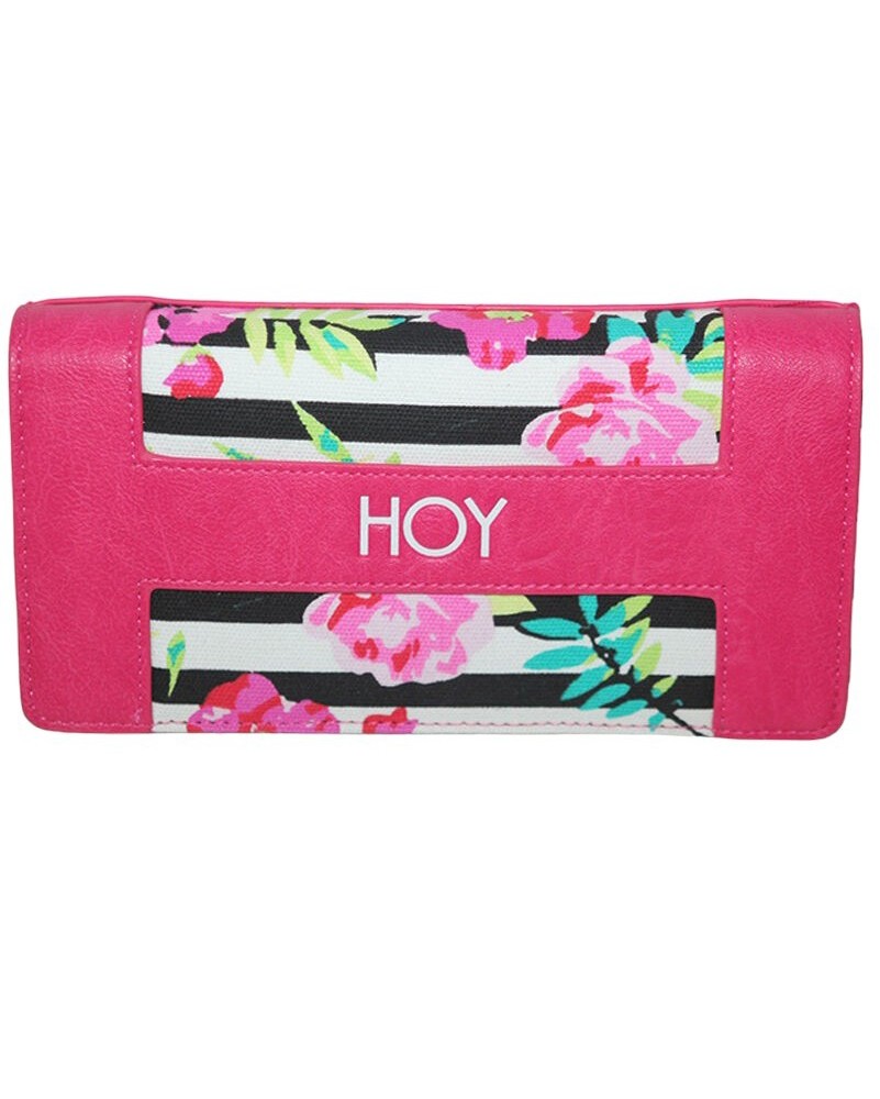 Portafoglio porta documenti Hoy Collection Rosa Pink fiori scomparti Happy wallet