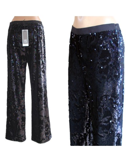 Pantalone Maglia Sfizio donna nero paillettes completo