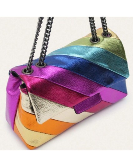 Borsa pochette donna ecopelle multicolor tracolla catena