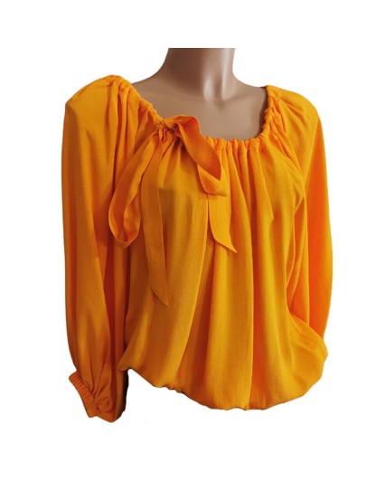 Sfizio blusa donna 22FE4865 casacca oversized fit misto seta arancione