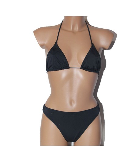 Costume Les Copains donna bikini 2 pezzi nero swarovski mare piscina