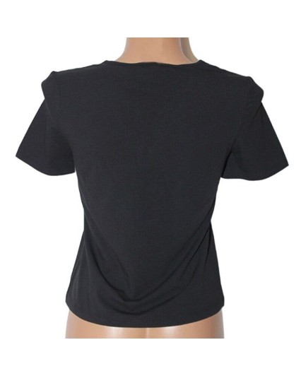 Maglia Les Copains nera scollo V donna t-shirt manica corta