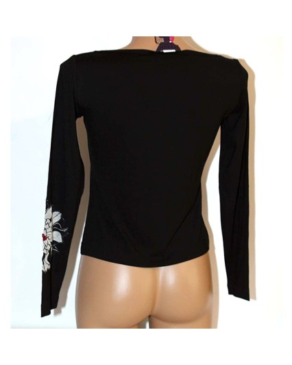 Maglia Trend Les Copains viscosa nera donna t-shirt manica lunga