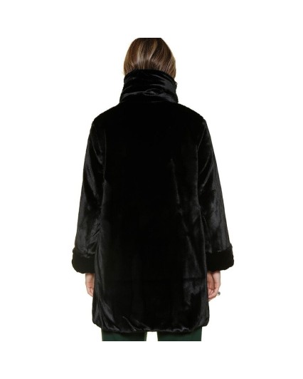 Piumino Sophia Curvy IVI22575 donna giacca reversibile ecopelliccia nero