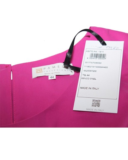 Abito Pamela Milano fucsia vestito con tasche donna cotone