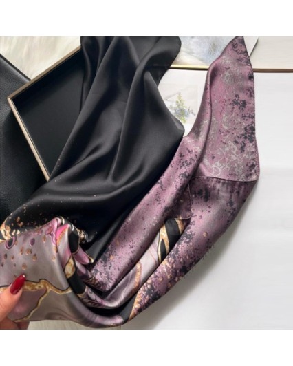 Foulard sciarpa donna viola nero quadrato bandana stola