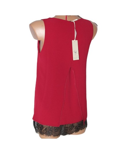 Canotta Donna Miss Free blusa camicetta bordeaux made italy
