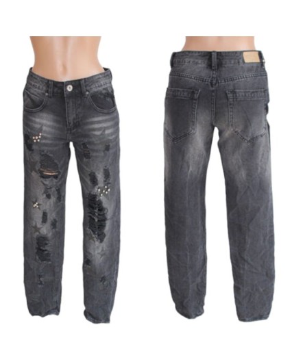 Pantalone Jeans nero/grigio Susy Mix borchie star donna