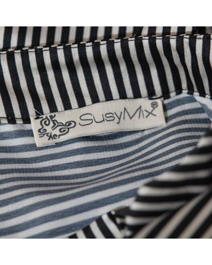 Susy Mix Camicia blusa strisce bianco nero manica lunga donna