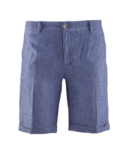 Bermuda Bomboogie BM4361TLIN uomo blu tasca chino risvolto shorts pantaloncini