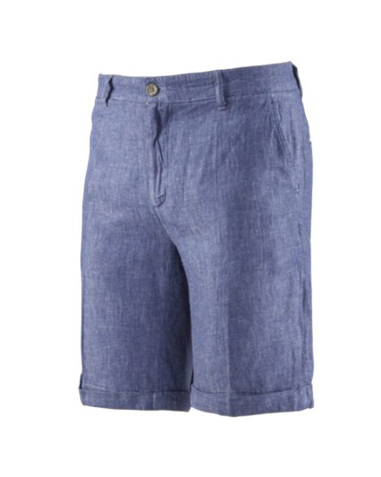 Bermuda Bomboogie BM4361TLIN uomo blu tasca chino risvolto shorts pantaloncini