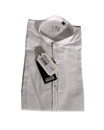 Bomboogie SM5159 camicia Uomo lino bianco collo coreana guru manica lunga