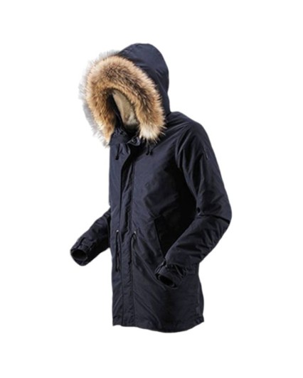 Giacca Bomboogie CM3718 Giaccone Parka blu uomo vera pelliccia racoon