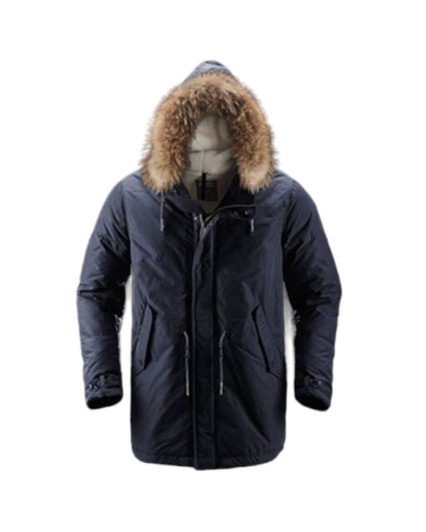 Giacca Bomboogie CM3718 Giaccone Parka blu uomo vera pelliccia racoon