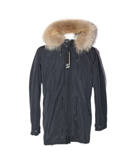 Giacca Bomboogie CM3718 Giaccone Parka blu uomo vera pelliccia racoon