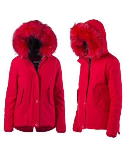 Parka Bomboogie GW4523TAC5 donna giacca piuma rosso pelliccia giaccone cappuccio