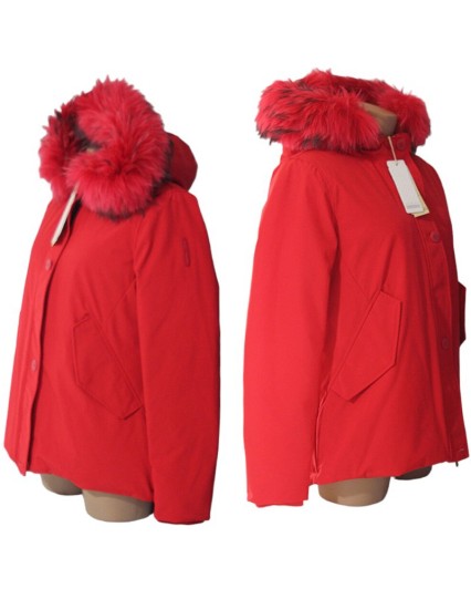 Parka Bomboogie GW4523TAC5 donna giacca piuma rosso pelliccia giaccone cappuccio