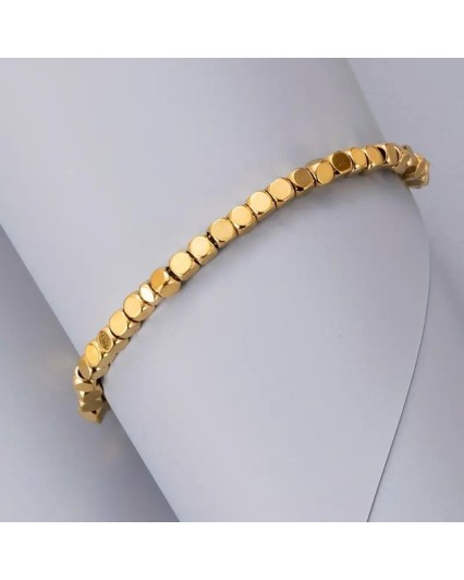 Bracciale unisex in acciaio placcato oro 18k con grani da 5 mm