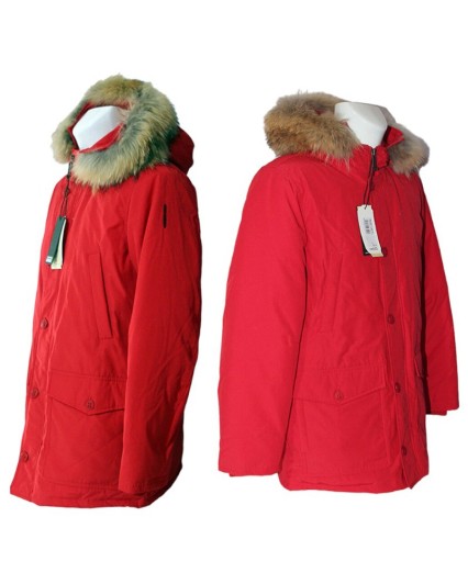 Parka Bomboogie CM458PTODB uomo giacca piuma rosso giaccone pelliccia cappuccio