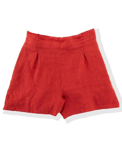 Shorts Bomboogie donna HW7025 TLIVI in lino rosso chili red pantaloncino corto