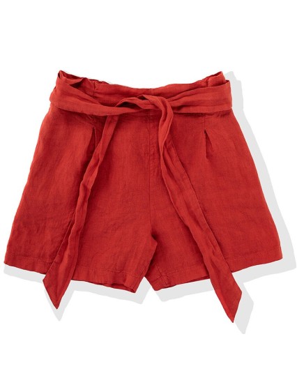 Shorts Bomboogie donna HW7025 TLIVI in lino rosso chili red pantaloncino corto