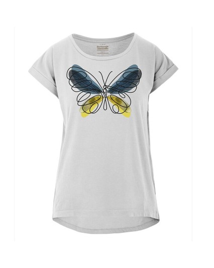 T-Shirt Bomboogie TW7478 donna bianca ricamo farfalla butterfly maglia