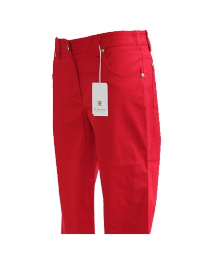 Pantalone Esmo donna cotone rosso taglio dritto