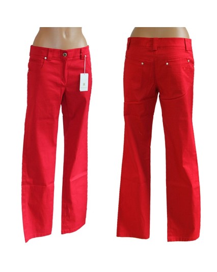 Pantalone Esmo donna cotone rosso taglio dritto