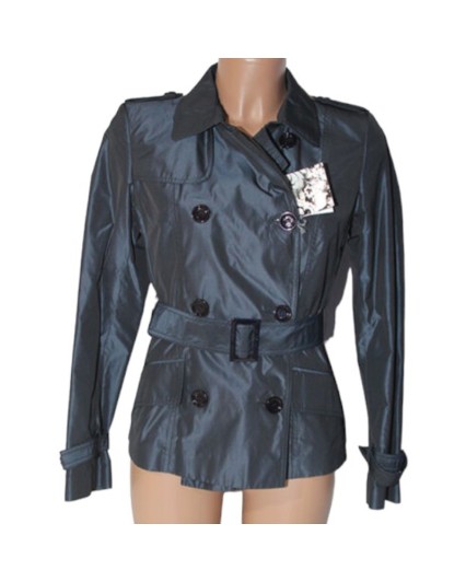 Giacca Esmo trench corto blu cangiante giubbino donna