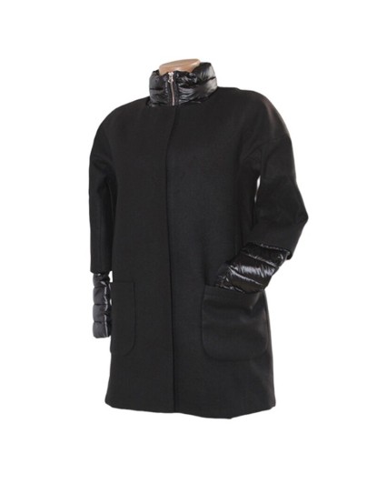 Giacca Delamp piumino cappotto 2 giacche in 1 nero donna