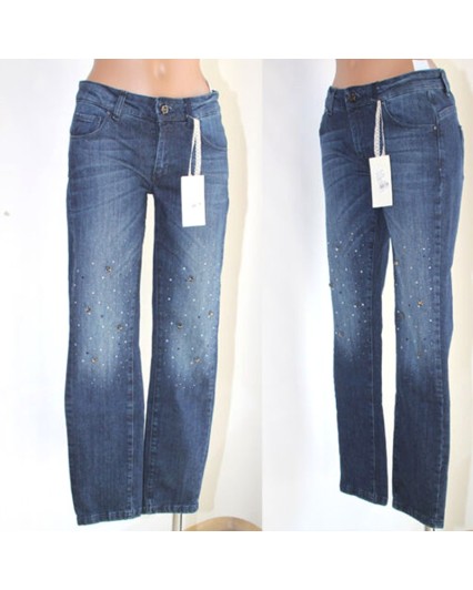 Jeans Giorgia & Johns con pietre preziose pantalone donna denim