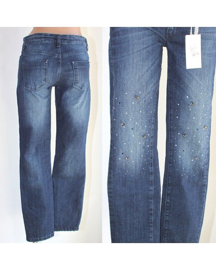 Jeans Giorgia & Johns con pietre preziose pantalone donna denim