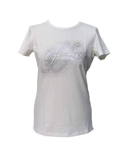 T-shirt GF Gianfranco Ferrè donna maglia manica corta logo strass